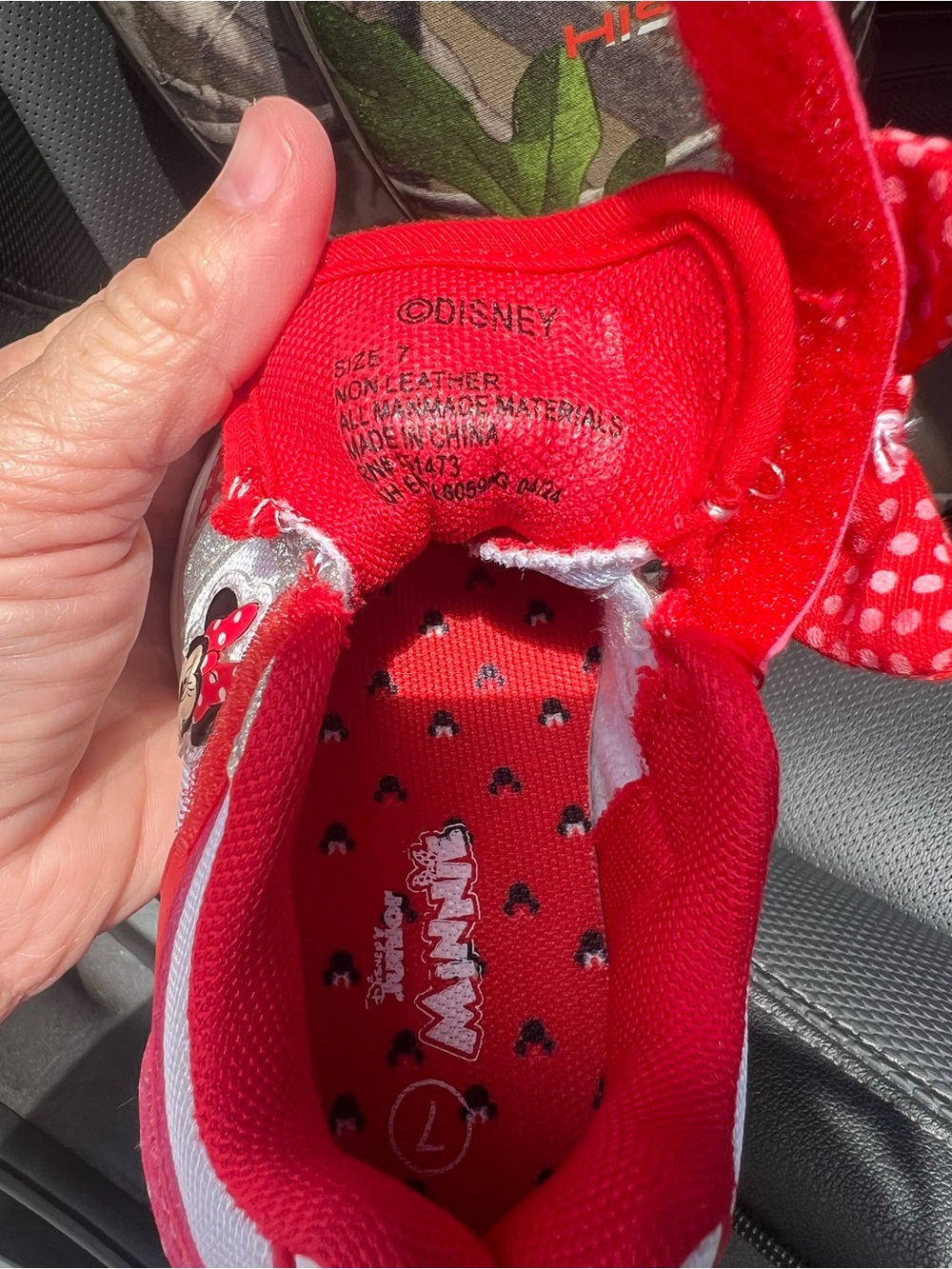 Disney Red Polka Dot Bow Kids Sneakers with Silver Glitter Lights up - Picture 6 of 6